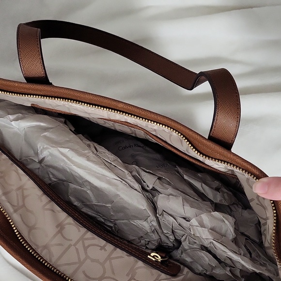 Calvin Klein Dark Brown Monogram Tote - Picture 9 of 11
